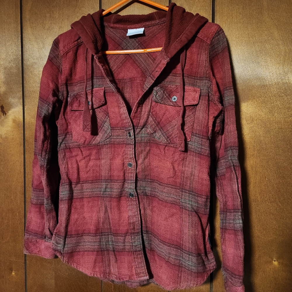 Columbia hoodie button up long sleeve flannel